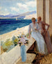De vrouw van de kunstenaar en Emilie Von Etter op het balkon in Cannes - Albert Edelfelt — weergave van het kunstwerk