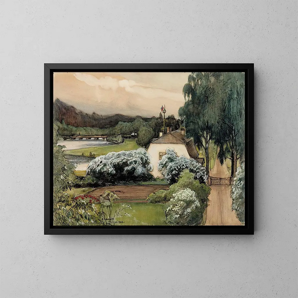 La maison des intendants au manoir de Saari - Albert Edelfelt — ingelijst kunstwerk aan de muur