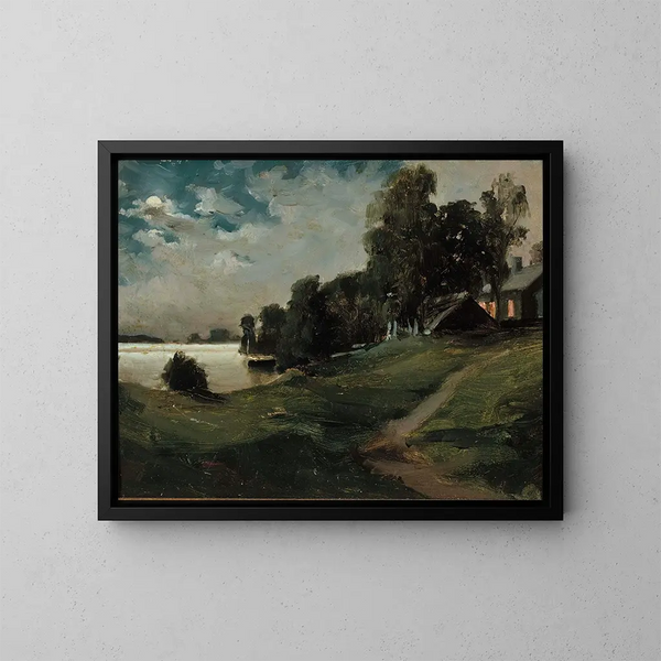 Villa à Haikko au clair de lune - Albert Edelfelt — ingelijst kunstwerk aan de muur