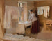Studie van een vrouw die strijkt voor de wasserijen - Albert Edelfelt — weergave van het kunstwerk