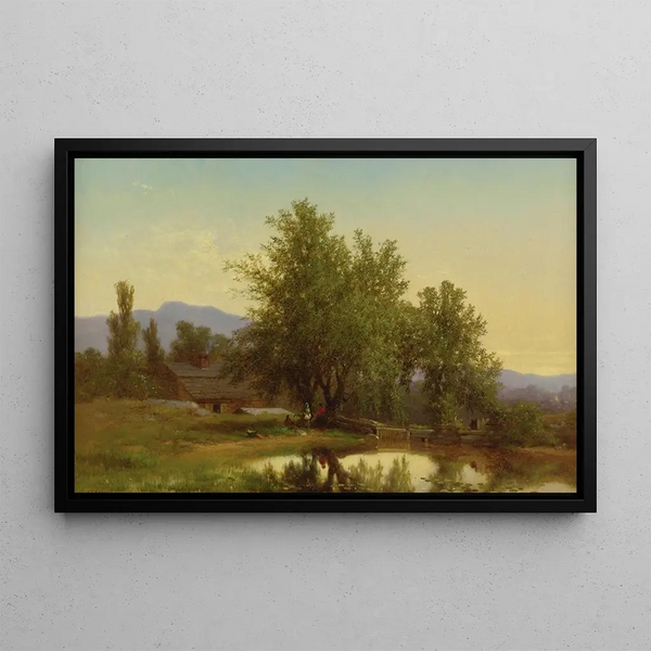 Albert Fitch Bellows - Landscape with Pond Barn and Figures.webp