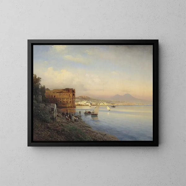 Uitzicht op de baai van Napels - Albert Flamm — ingelijst kunstwerk aan de muur