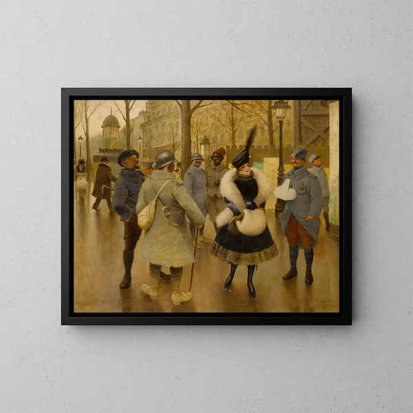 Vermaak de troepen - Albert Guillaume — ingelijst kunstwerk aan de muur
