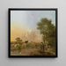 van een landschap met een plas, een tekenaar, een visser en grazend vee - Albert Jansz Klomp — ingelijst kunstwerk aan de muur