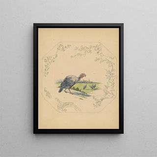 Albert Louis Dammouse - Ontwerp voor bord van het model Square met kalkoenen.webp