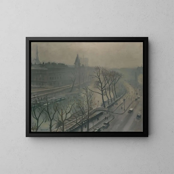 Parijs, de kade van de Grote Augustijnen, schemering - Albert Marquet — ingelijst kunstwerk aan de muur