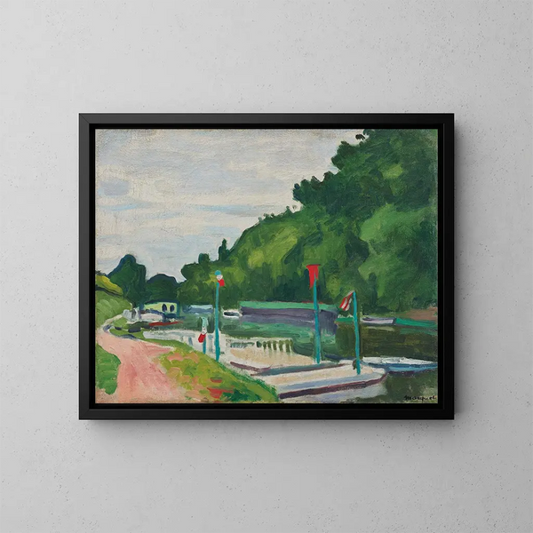 Poissy en de vlaggen - Albert Marquet — ingelijst kunstwerk aan de muur