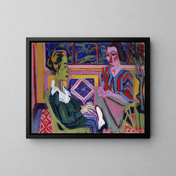 Vrouw en dochter - Albert Müller — ingelijst kunstwerk aan de muur