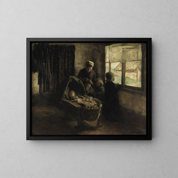 Het tijdstip van de dutje van de baby's - Albert Neuhuys — ingelijst kunstwerk aan de muur