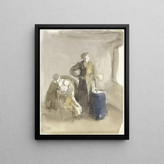 Albert Neuhuys - Interieur met vrouw en kinderen bij een karnton.webp