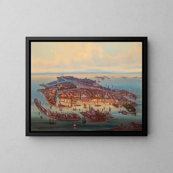 Een panoramisch uitzicht op Venetië - Albert Rieger — ingelijst kunstwerk aan de muur