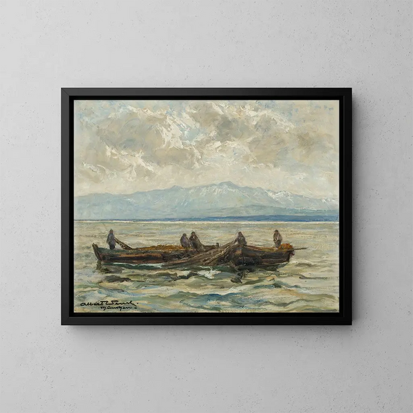 Vissers van het Meer van Constance - Albert Wenk — ingelijst kunstwerk aan de muur