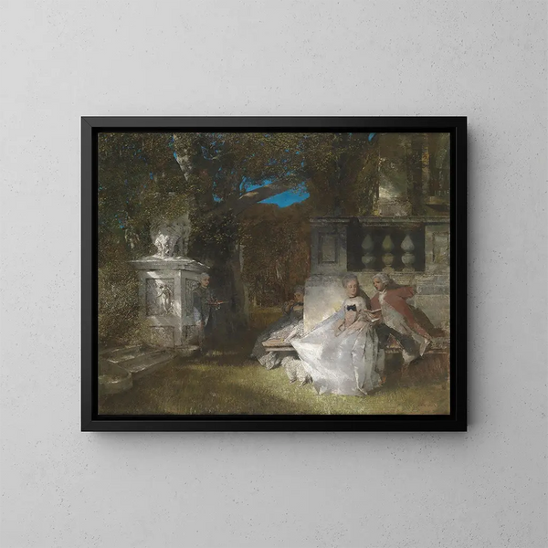scène galante dans le parc - Albert von Keller — ingelijst kunstwerk aan de muur