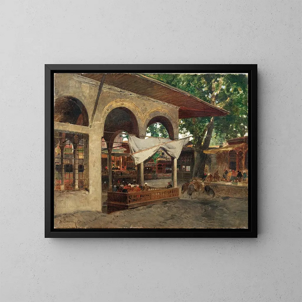 Istanbul onder een poortboog in Beykoz - Alberto Pasini — ingelijst kunstwerk aan de muur