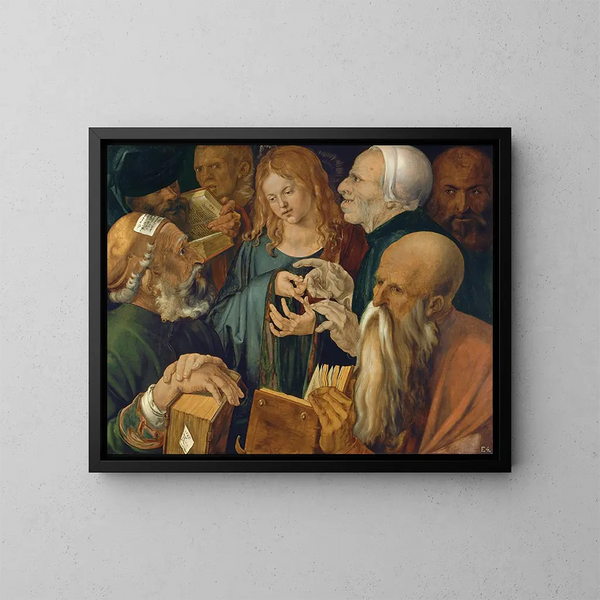 Jezus onder de dokters - Albrecht Dürer — ingelijst kunstwerk aan de muur