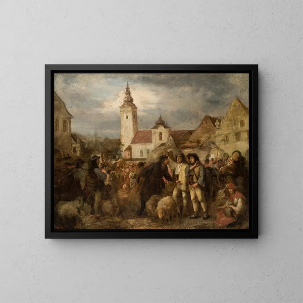Beurs in Nowy Targ - Aleksander Kotsis — ingelijst kunstwerk aan de muur