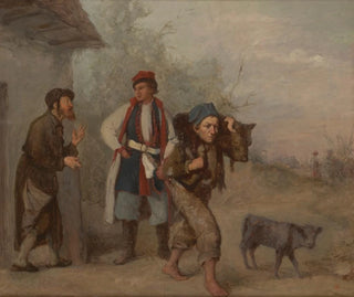 Onderhandeling over een kalf - Aleksander Kotsis — weergave van het kunstwerk