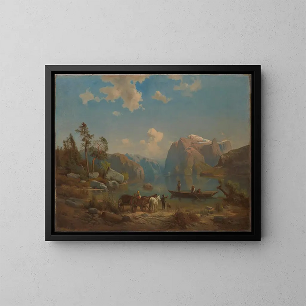 Landschap met een meer - Aleksander Kotsis — ingelijst kunstwerk aan de muur