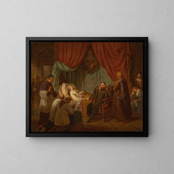 van Barbara Radziwiłł's dood - Aleksander Lesser — ingelijst kunstwerk aan de muur