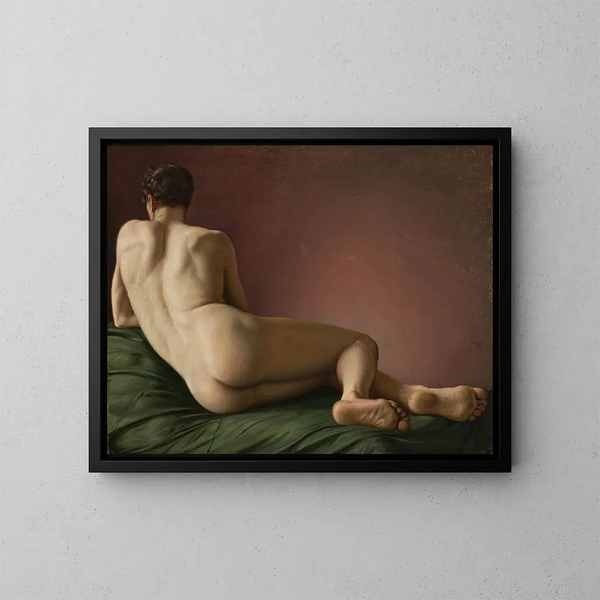 Nu van de rug van een liggende man - Aleksander Lesser — ingelijst kunstwerk aan de muur