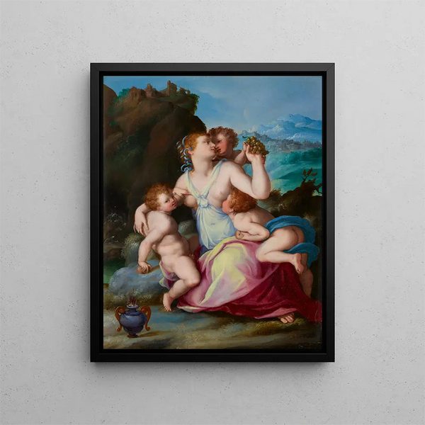 Charité - Alessandro Allori — ingelijst kunstwerk aan de muur