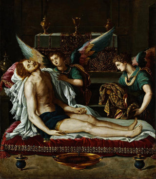 Alessandro Allori - The Body Of Christ Anointed By Two Angels.webp