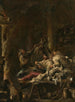 Kaartspelers bij het haardvuur - Alessandro Magnasco — weergave van het kunstwerk