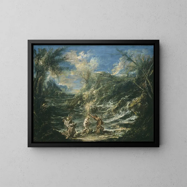 Het Doopsel van Christus - Alessandro Magnasco — ingelijst kunstwerk aan de muur