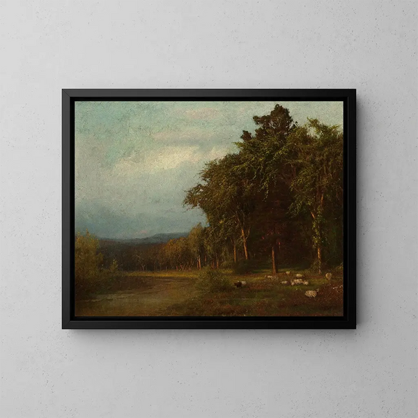 van het vee dat in de late namiddag graast - Alexander Helwig Wyant — ingelijst kunstwerk aan de muur