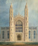Bibliotheek en kapel van de Universiteit van Michigan in Ann Arbor, vooraanzicht - Alexander Jackson Davis — weergave van het kunstwerk