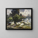 Acht eenden aan de waterkant - Alexander Koester — ingelijst kunstwerk aan de muur