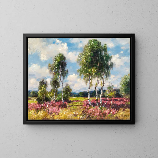 Bétulas dans un paysage de lande à Viktring, Carinthie - Alexander Koester — ingelijst kunstwerk aan de muur