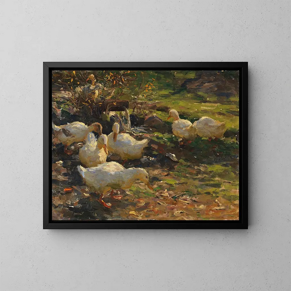 Eend aan de waterkant - Alexander Koester — ingelijst kunstwerk aan de muur