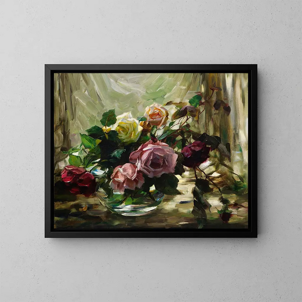 Rozen op een sluier - Alexander Koester — ingelijst kunstwerk aan de muur
