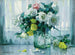 Natuurschilderij met witte en gele rozen in een glazen vaas - Alexander Koester — weergave van het kunstwerk