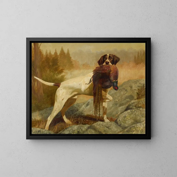 Pointer met fazant - Alexander Pope Jr — ingelijst kunstwerk aan de muur