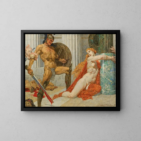 Ménélas ontmoet Hélène - Alexander Rothaug — ingelijst kunstwerk aan de muur