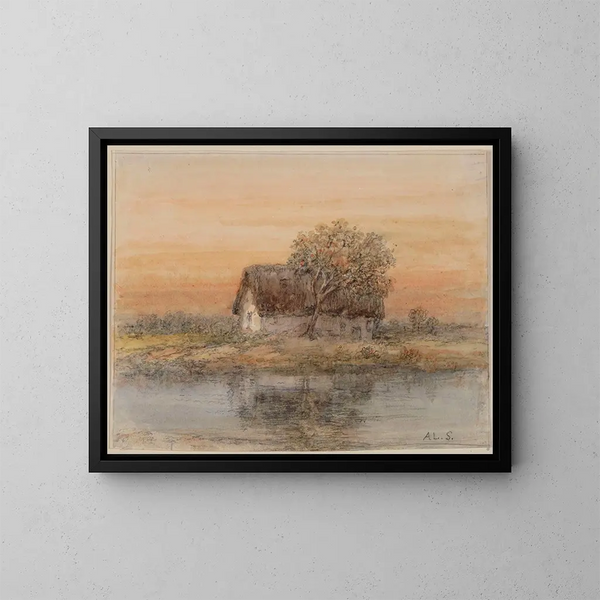 van een boerderij met boom - Alexander Schaepkens — ingelijst kunstwerk aan de muur