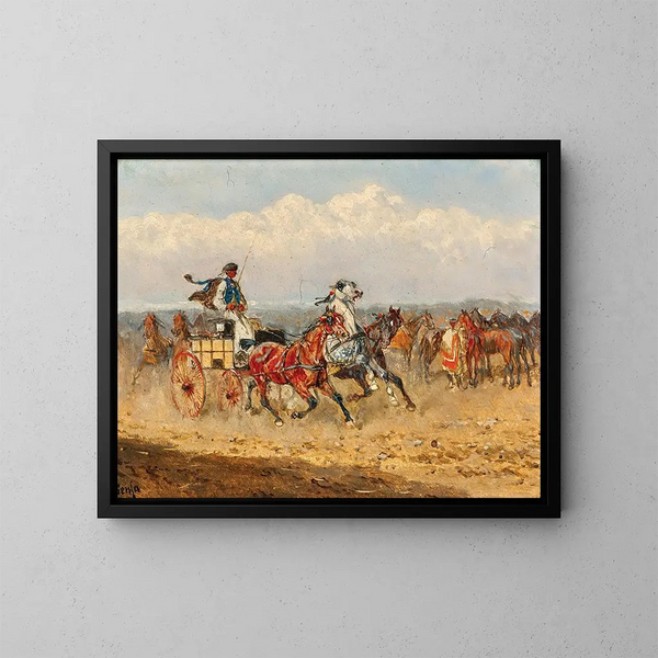 Markt van de Hongaarse paarden - Alexander von Bensa — ingelijst kunstwerk aan de muur