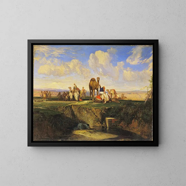 Joseph verkocht door zijn broers - Alexandre-Gabriel Decamps — ingelijst kunstwerk aan de muur