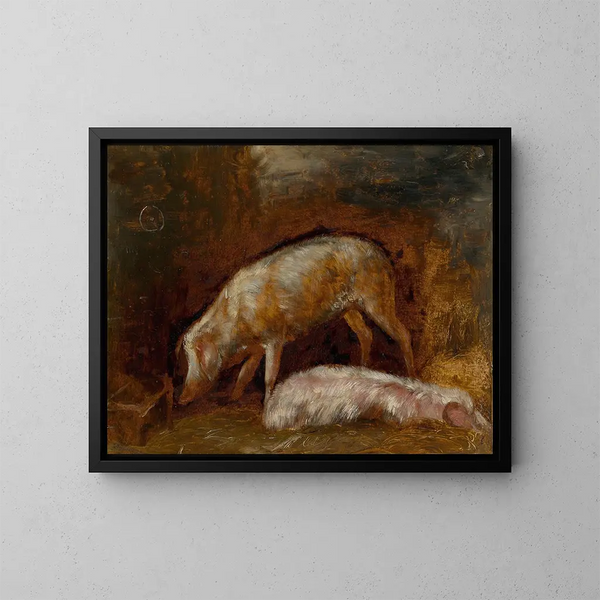 Studie van varkens - Alexandre-Gabriel Decamps — ingelijst kunstwerk aan de muur