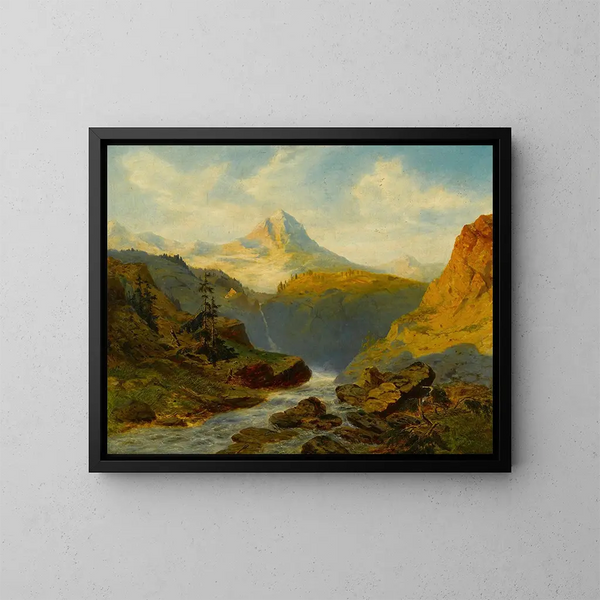 Een rivier in de Alpen - Alexandre Calame — ingelijst kunstwerk aan de muur