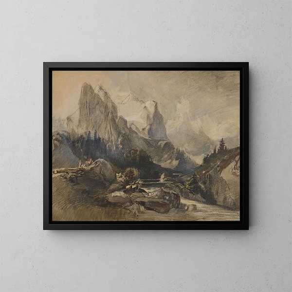 Le Wetterhorn dans l'Oberland bernois - Alexandre Calame — ingelijst kunstwerk aan de muur