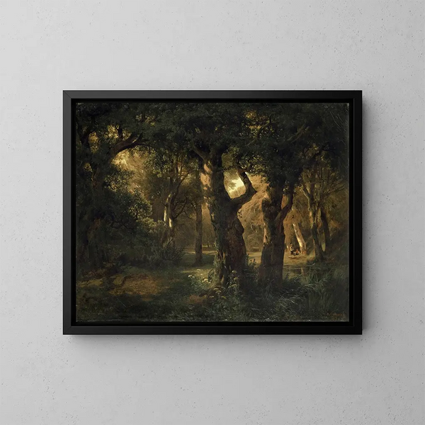 Binnenkant van een bos - Alexandre Calame — ingelijst kunstwerk aan de muur
