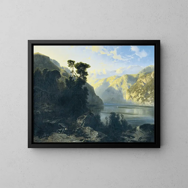 Lac Uri met de Urirotstock - Alexandre Calame — ingelijst kunstwerk aan de muur
