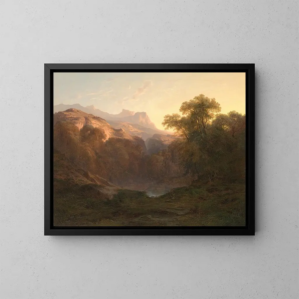 Landschapschilderij met berglandschap - Alexandre Calame — ingelijst kunstwerk aan de muur