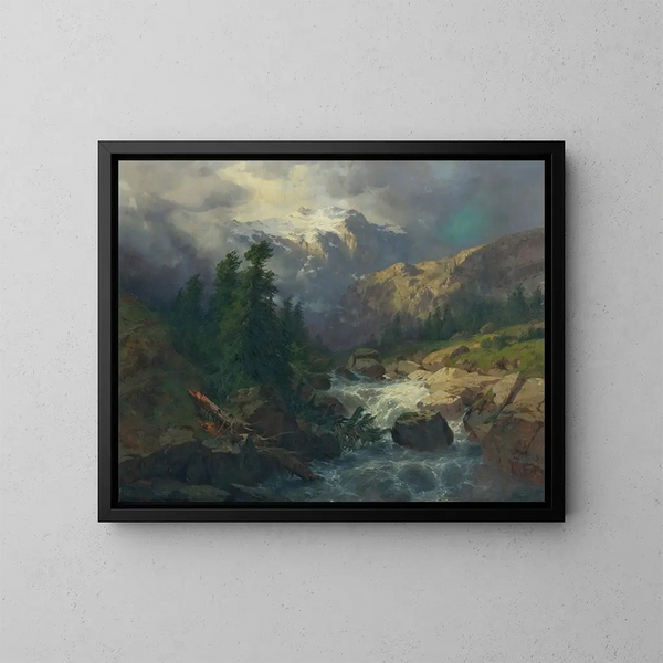 Souvenir de Handeck, orageachtige tijden - Alexandre Calame — ingelijst kunstwerk aan de muur