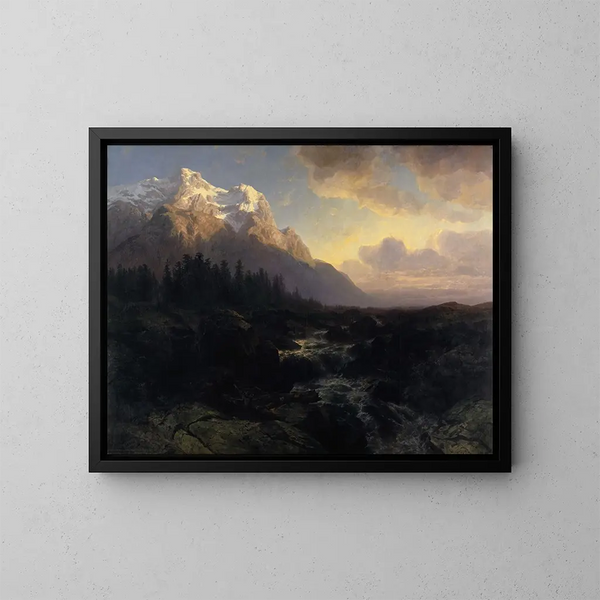 De Rosenlaui-vallei met de Wetterhorn - Alexandre Calame — ingelijst kunstwerk aan de muur