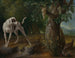 Een hond wijzend op patrijzen in een landschap - Alexandre François Desportes — weergave van het kunstwerk