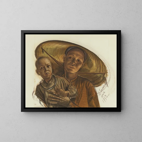 Moeder en kind - Alexandre Iacovleff — ingelijst kunstwerk aan de muur